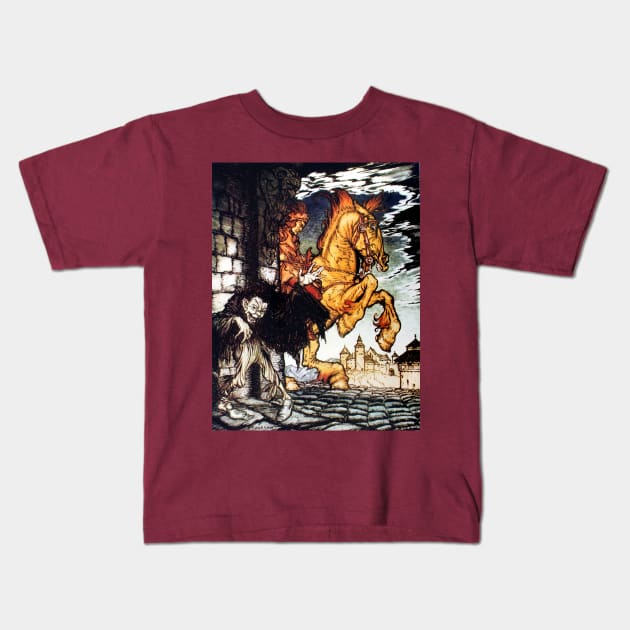 Metzengerstein - Arthur Rackham for Edgar Allan Poe Kids T-Shirt by forgottenbeauty